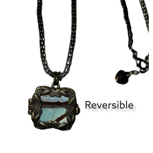 Small Locket Butterfly Wing Necklace #33 - Picture 1 of 3